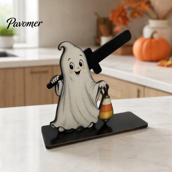 Wooden Roll Paper Stand Halloween Napkin Holder, Spooky Rustic Holder Towel for Home Kitchen Bathroom Countertop Dining Table Decor