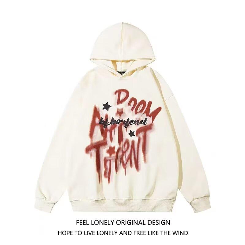 

Мужская толстовка с капюшоном весной и осенью, свободная и модная универсальная куртка с буквенным принтом, мужская толстовка с длинными рукавами, повседневный топ 3XL абрикосовый