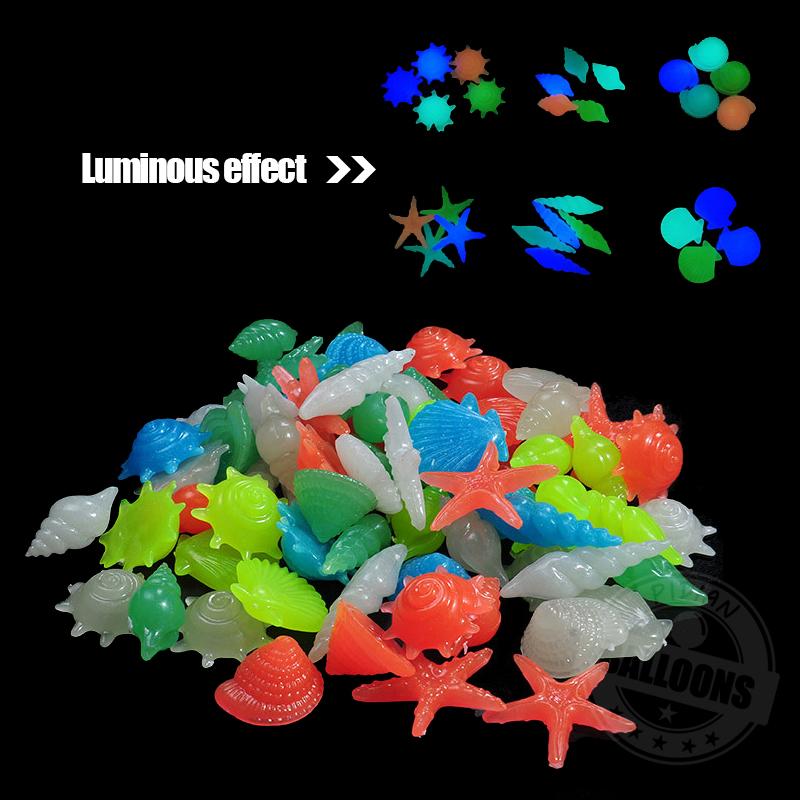 20/50/100Pieces/Bag Luminous Conch Shell Starfish Long-Term Luminous Artificial Luminous Decorations Aquarium Landscaping
