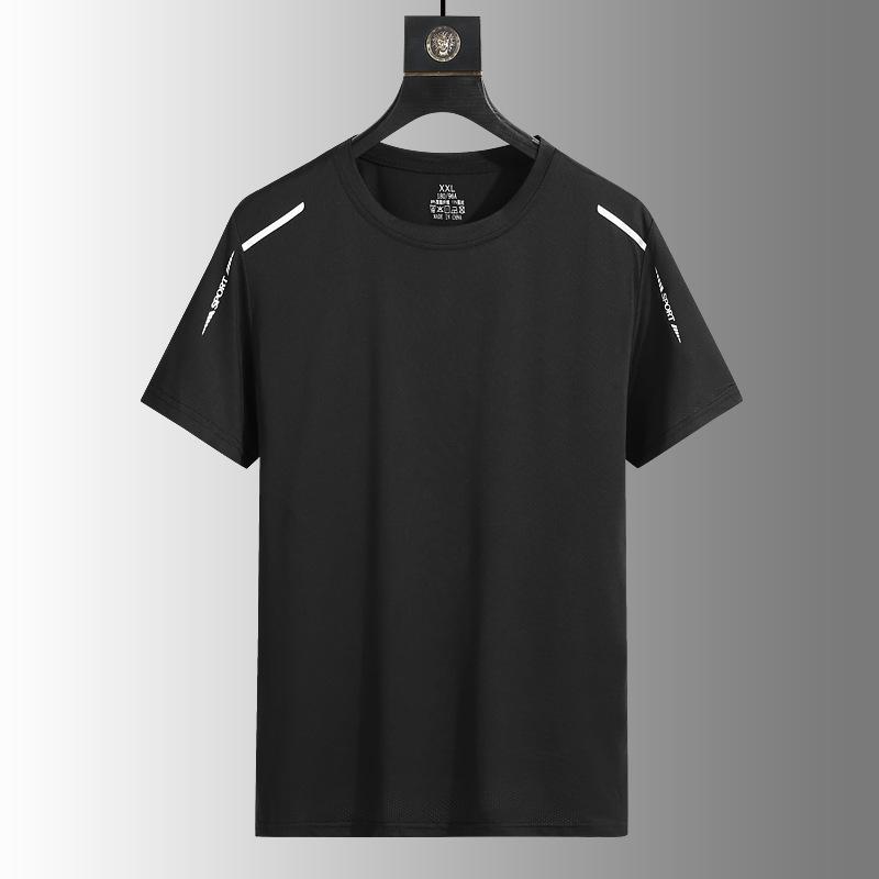 T-shirt Men's Ice Silk Short-sleeved Men's Summer Solid Color Loose Breathable High Elastic Quick-drying Sports and Leisure Men's T-shirt Half-sleeved