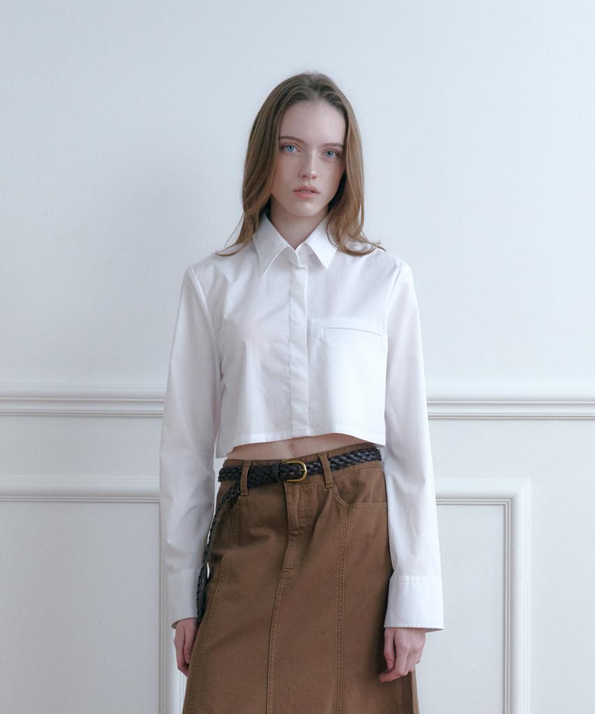 Solteuaenchokollis Sac Logo Wrinkle-Free Crop Shirt White 4W2317001