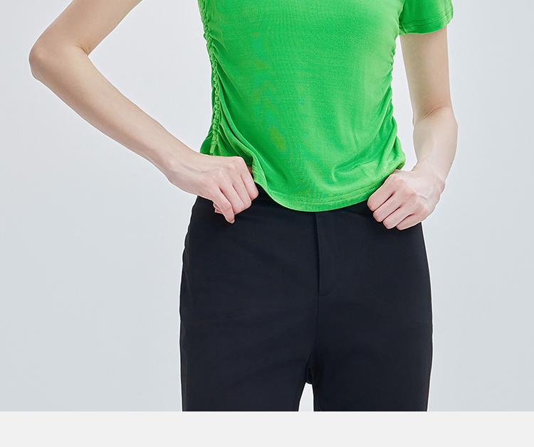 Acetic acid casual slim fit short sleeved T-shirt for women's summer design sense, niche thin style, age reducing versatile round neck top