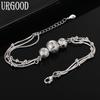 925 Sterling Silver Snake Chain Bead Bracelet Wedding Jewelry