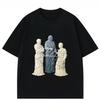 Zomeruitverkoop 2025: Amerikaanse retro abstracte kunst, trendy merk T-shirt met korte mouwen, abstracte print, katoenen tops.