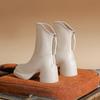 Autumn and winter new Korean small short boots women's thick heel thin boots round head super soft thick sole white short boots