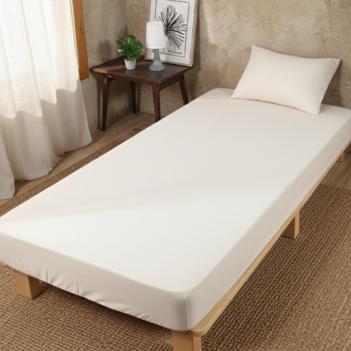 fitted made in natural made in natural finish Single-size sheet, 100% cotton, Japan, additive-free, non-fluorescent bleached, uncolored, soft,