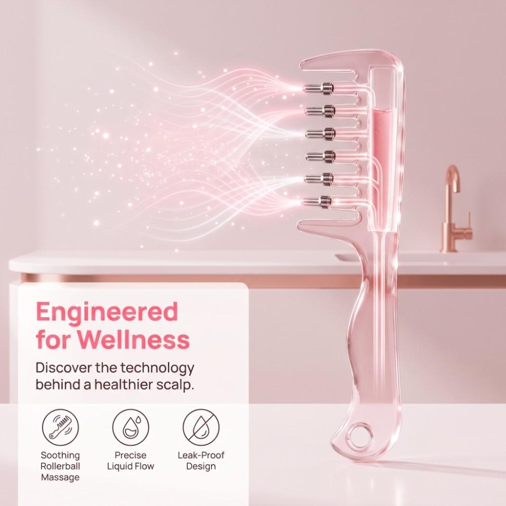 Multi-Function Mini Portable Head Applicator Anti-Frizz Massage Guide Liquid Comb Household
