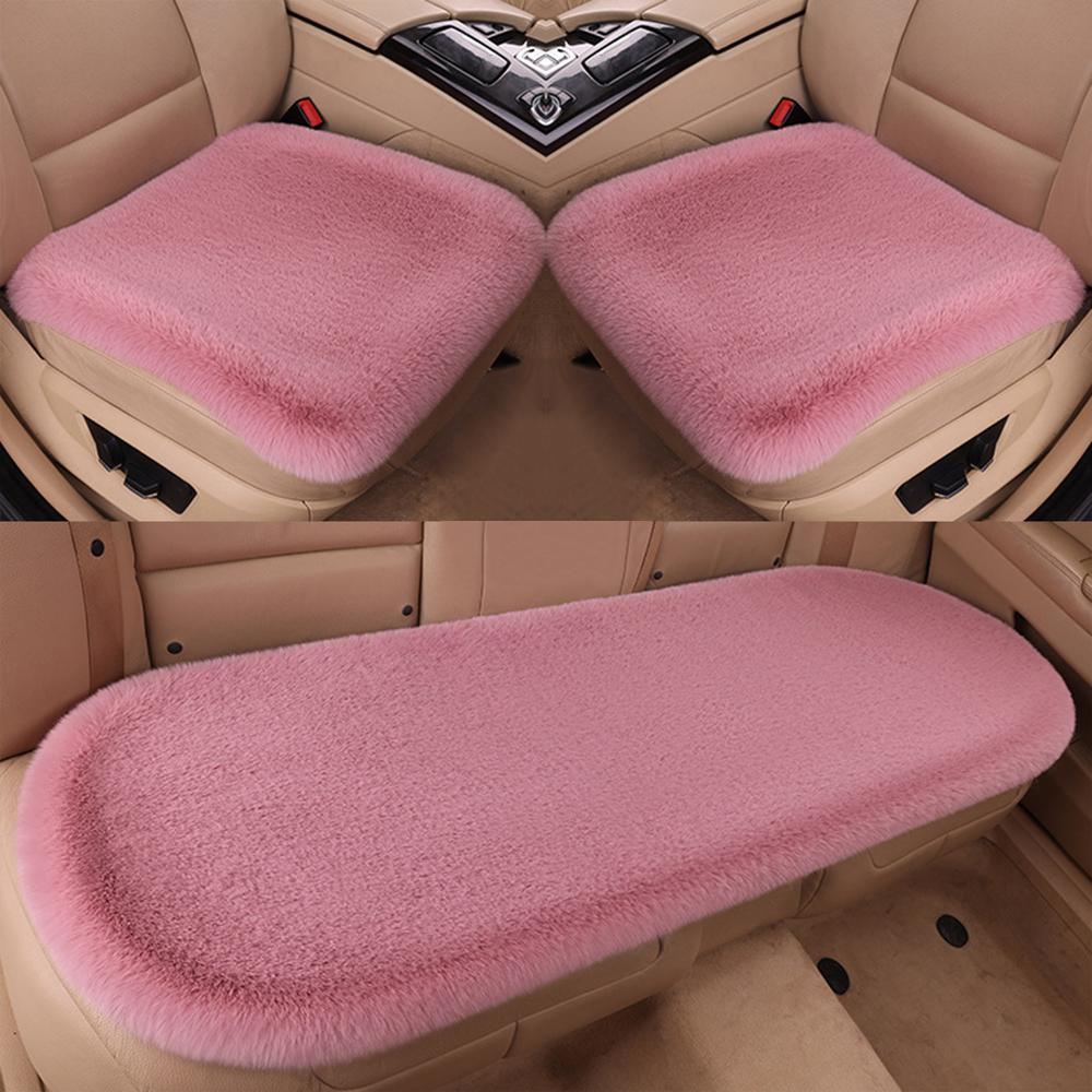 3PCS Winter Car Seat Cover Faux Fur Front Rear Seat Covers Car Seat Cushion Set  Auto Accessories