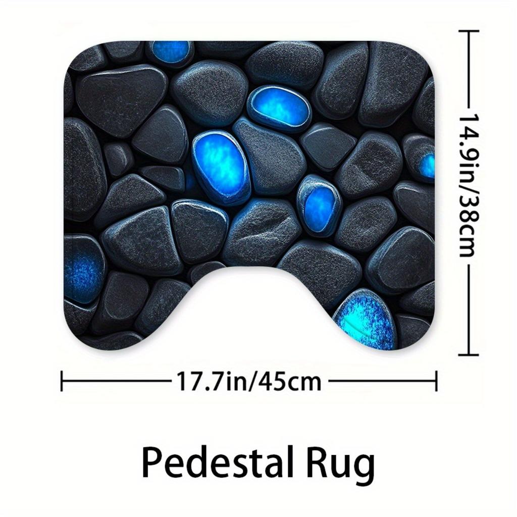1/4Pcs Bathroom Shower Curtain Set  Blue Glow Stone Print Bathroom Curtain With 12 Hooks Non Slip Rugs Toilet Cover Mat Bathroom Partition