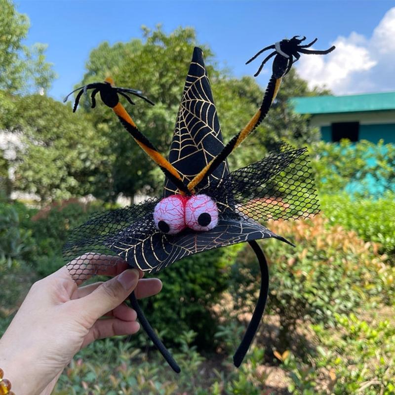Gothic Witch Cap Spiders Hairband for Halloween Adult Kid Festive Headband Spring Headpiece Party Decoration Accessories