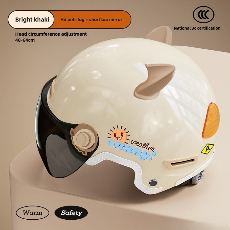 Motorcycle Electric Car Helmet, Ear Protectors, Universal In All Seasons, Battery Car Safety Helmet, Half Helmet