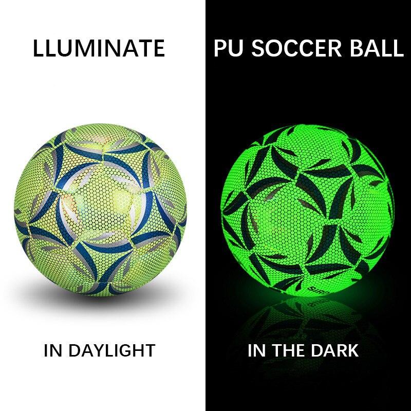 Size 5 Reflective Football Luminous Colorful Soccer Ball For Indoor Outdoor Training