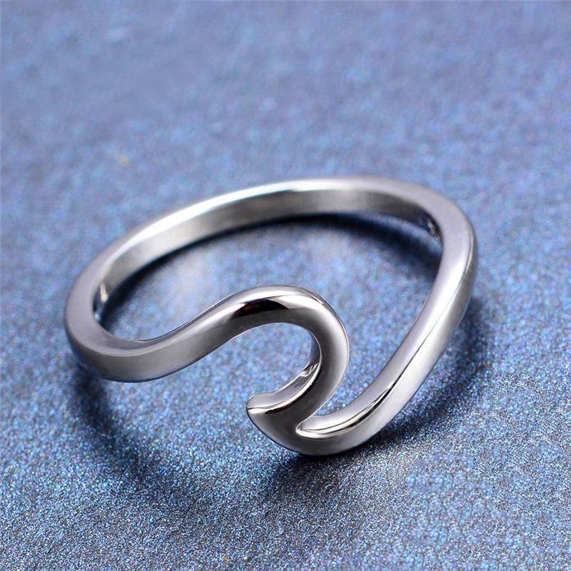 3 Colors/set Finger Rings Newest Fashion Stainless Steel Wave Ring Simple and Stylish Wave Ring Tita