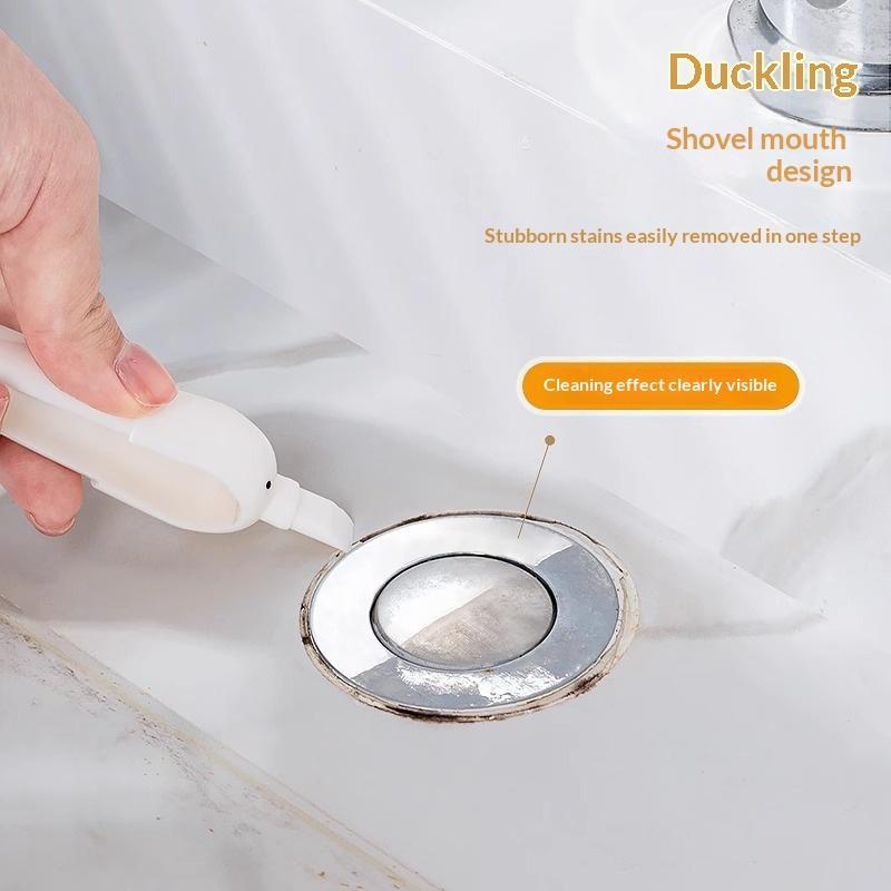 2-In-1 Cute Duck Shaped Double-Head Design Cleaning Clip Dust Stain Removal Shovel With Drainage Hole Bathroom Cleaner Tool
