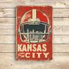 Vintage Kansas City Chiefs Football Helmet Metal Wall Art Sign 12x8 Inch Retro Home Decor Weatherproof Outdoor