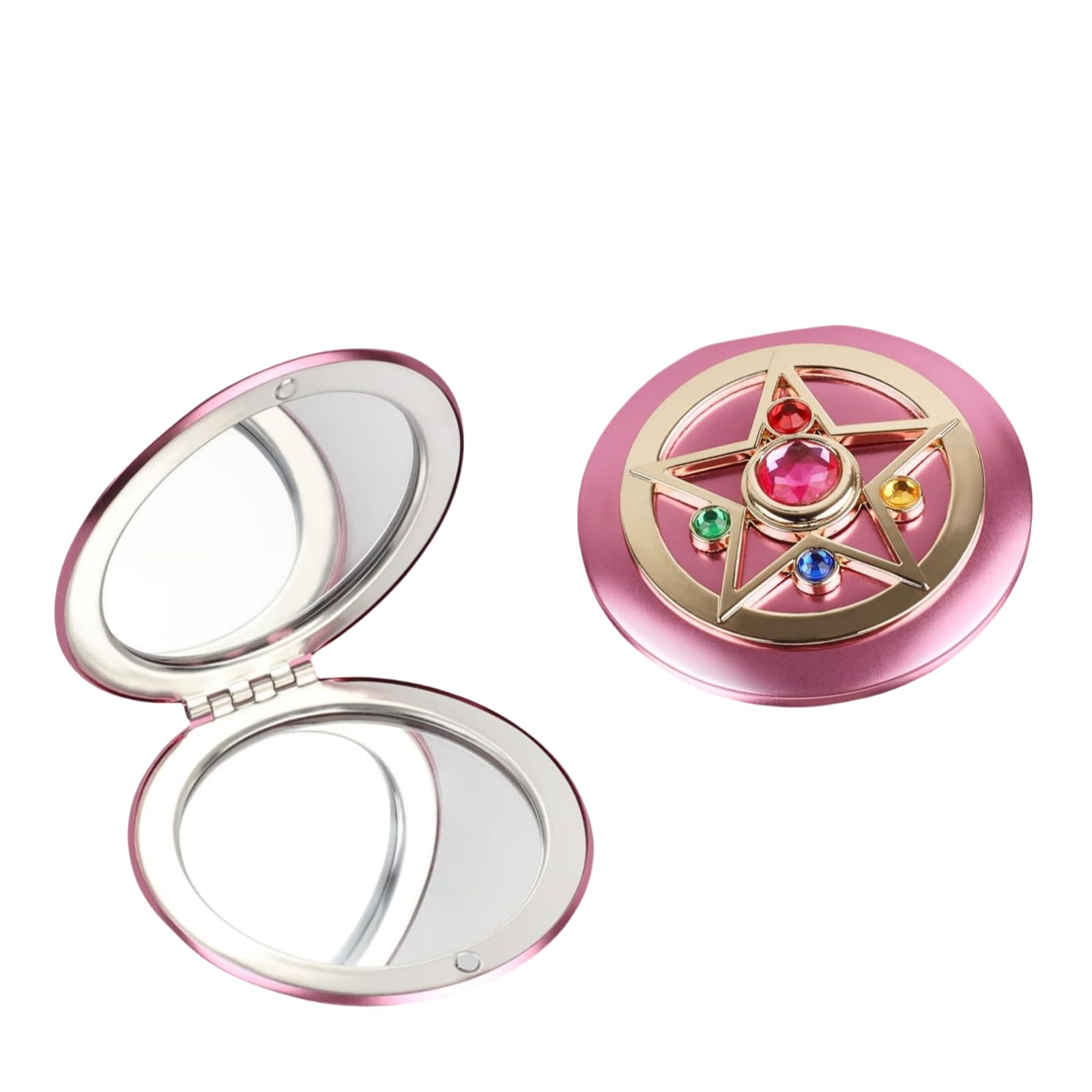 

FUYULE Портативное зеркало для макияжа Сейлор Мун с плоским зеркалом и увеличительным дизайном с компактным и складным металлическим милым Сейлор Мун Кристалл, идеально подходящее для