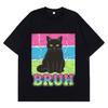 Funny Cat Meme T-shirt Men Women Hip Hop T-shirt Short-sleeved Loose Casual Cotton Oversized