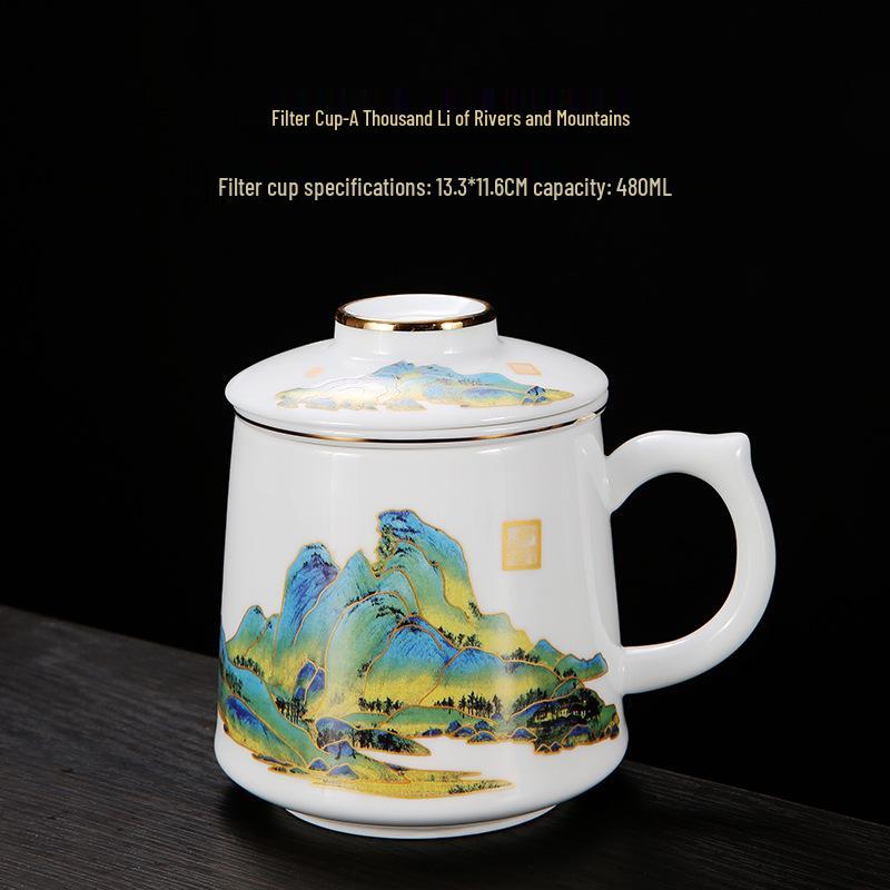 Red Ceramic Teacup Set with Logo for Commemorative Company Gifts