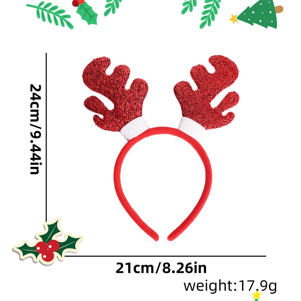 Deer Antlers Headband Long-Lasting Snowman Headband Christmas Tree Headband Glittering For Adult Christmas Parties