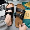 New Leather Cork Flip-flops Male Couple Vintage Summer Wear Muller Slippers Fashion Casual Beach Sandals New 2025 Zapatos Hombre