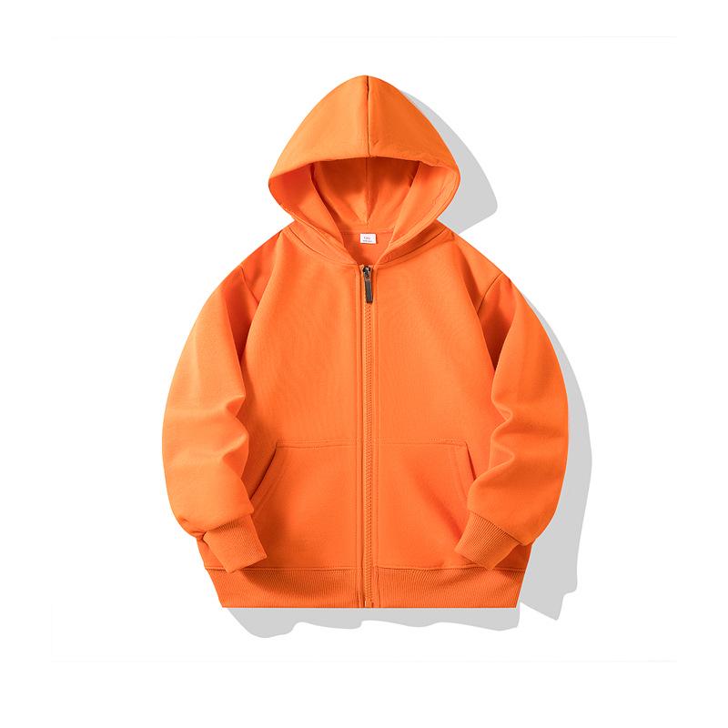 Autumn Children's Terry Cloth Zip-Up Hoodie with Pocket - Solid Color Korean Style Parent-Child Jacket
