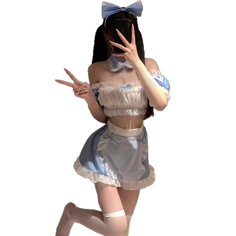 Siqing Lingerie Pure Desire Halter Bandeau Robe Sweet Maid Outfit 