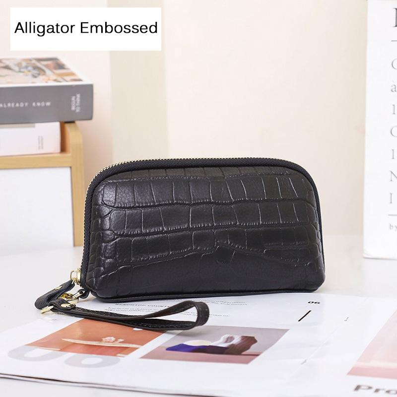 New Snake Embossed Clutch Bag Genuine Leather Women Clutches Diamond Quilted Long Cowhide Wallet Alligator Embossed Phone Purse