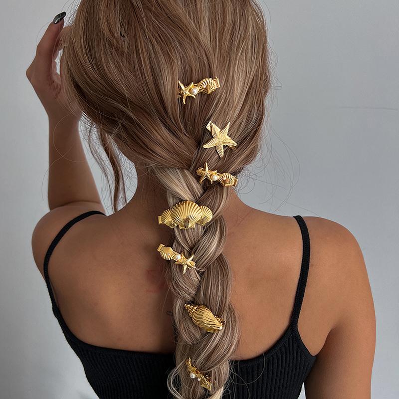 1/2Pcs Starfish Shell Conch Metal Hair Claw Clips For Women Hair Accessories Marine Style Headpiece Fancy Jewelry Gifts