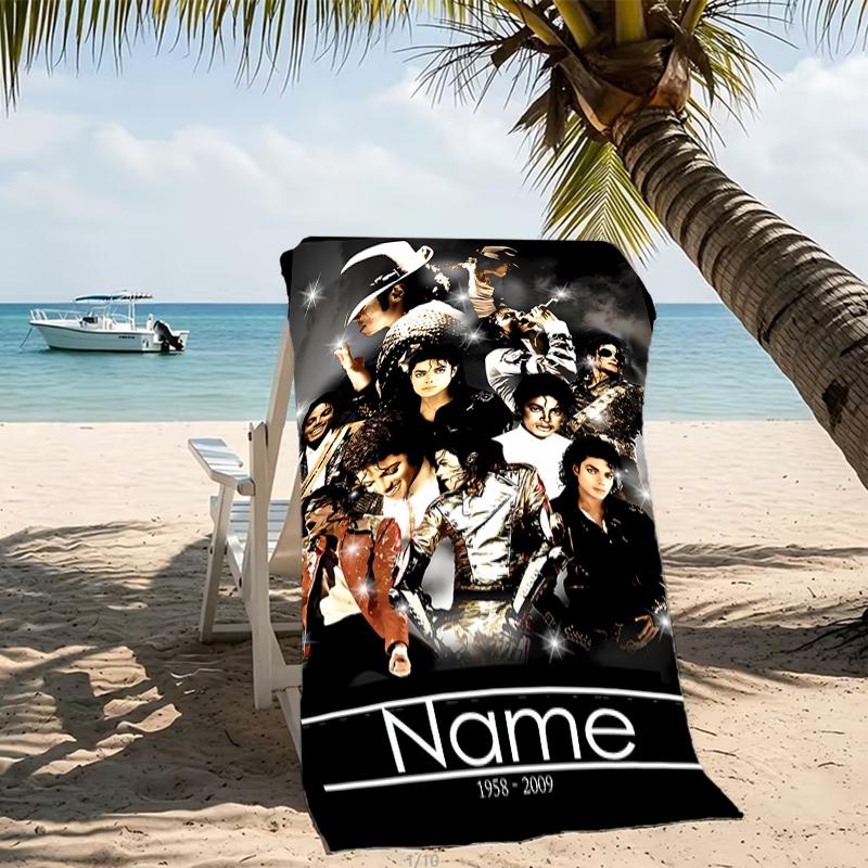 Customizable personalized beach towels Michael Jackson themed designs.Suitable for the beach, yoga, sports;ideal as beach accessories