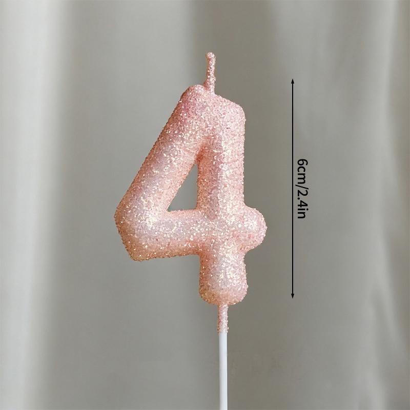 Pink Crown Candle Birthday 0-9 Number Cake Decoration Digital Candles Dessert Insert Decor Party Anniversary Day Cake Decor