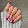 24Pcs Marble Gradient Gold Foil Long Coffin False Nails Full Cover Detachable Press On Nail Tips