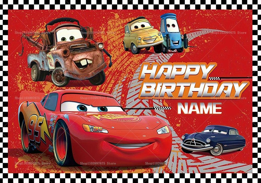 Customizable Disney Lightning McQueen backgrounds, children's birthday party decorations, photo background, baby shower banner, photo booth accessorie