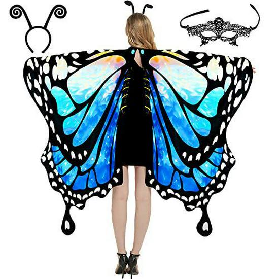 Rotating Butterfly Shawl: Halloween Belly Dance Gradient Wings Cloak