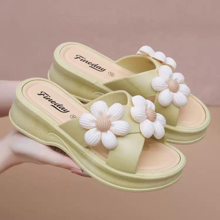 

Пляжные сандалии Шлепанцы Тапочки на танкетке Мягкая подошва Нескользящие цветочные домашние тапочки для женщин Тапочки женские 36-40