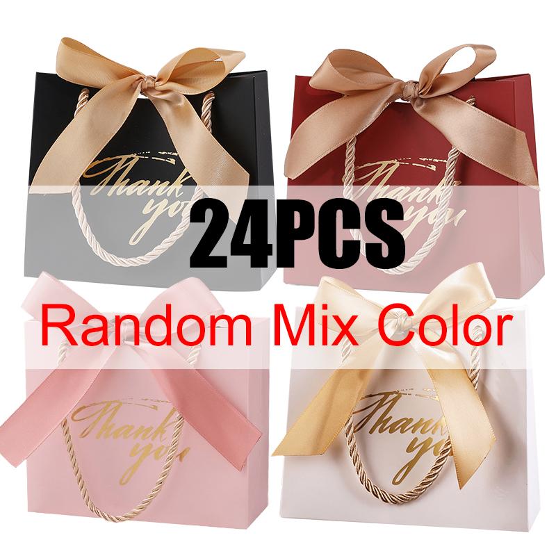 6121824PCS Thankyou Gift Bag Wedding Party Favor Gifts Wrapping Props Black White Red Pink Available Holiday Goodie Bags ZYF