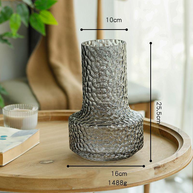 Honeycomb Big Belly Glass Vase Flower Arrangement Decoration Home Room Coffee Table Furnishing Ornament Office Study Accessories