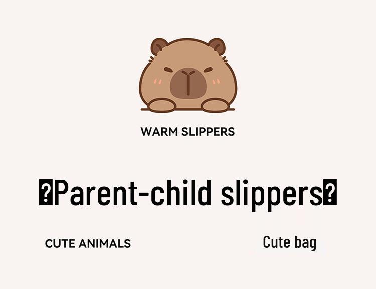 Capybara Kids' Winter Cotton Plush Slippers - Warm, Cozy Shoes for Boys and Girls