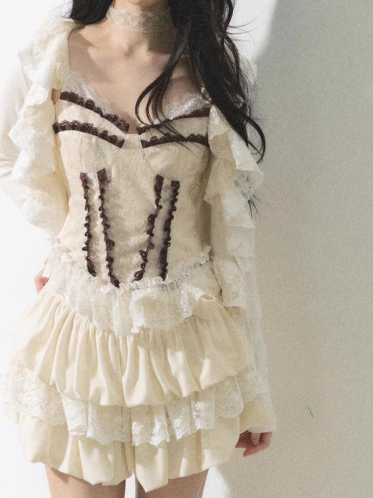 Dantela Spicy Girl Mini fusta plisata Femeii Toamna Iarna A-line Kawaii Sweet Party Fusta Harajuku Coreana Moda Casual Fusta