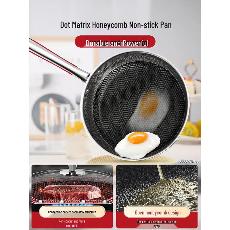 KOBACH 316L Stainless Steel Double Honeycomb Non-stick Frying Pan