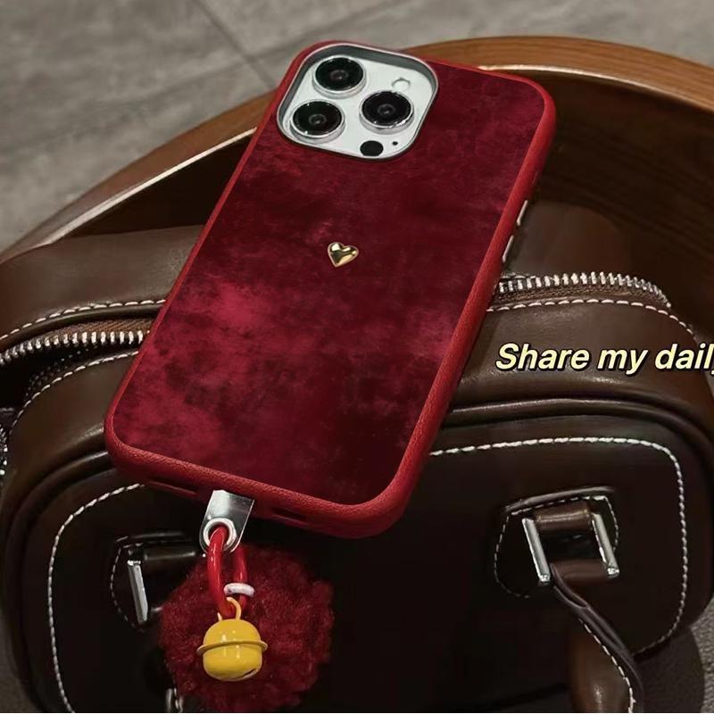 Golden Heart Pattern Burgundy TPU Phone Case For iPhone 17 16 11 13 12 14 15 Pro Max XS X XR 7 8 Plus 16E 16 17 Pro Soft Cover