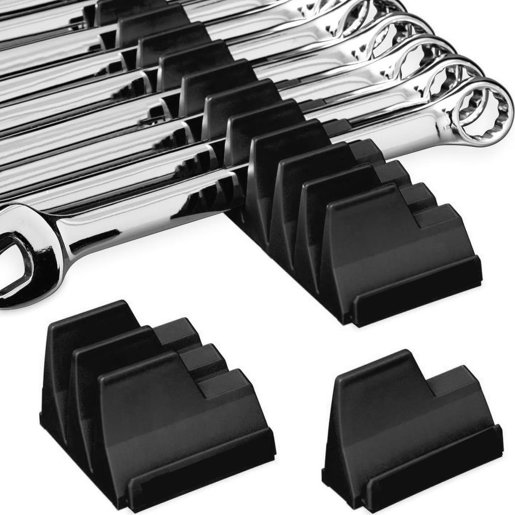 Wrench Organizer Plastic Space Saving Multifunctional Modular Wrench Storage Organizer Black