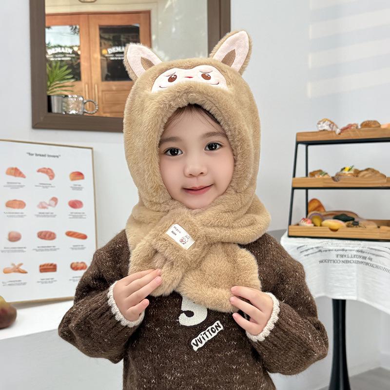 

Children s Monster Plush Hat, Scarf & Gloves Set - Windproof, Ear-Protecting Winter Gear for Boys & Girls Below 1.4m, fits all хакі