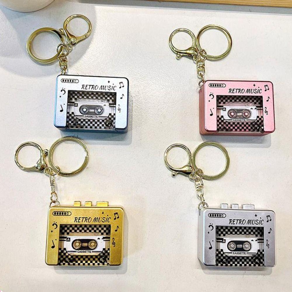 Cassette Recorder Retro Tape Recorder Keychain Recordable Car Key Rings  Couple