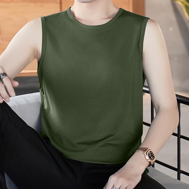 Men's Slim Korean Style V-Neck Sleeveless Vest - Casual Breathable Solid Color Youth Waistcoat