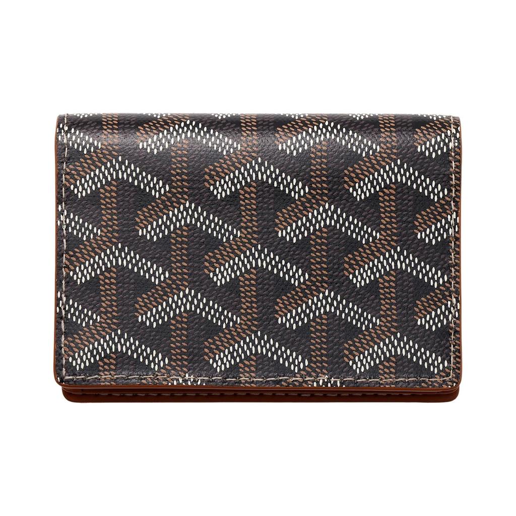 Goyard MALESHERBES Y-Logo All-Over Print Flap Clutch Canvas and Leather Combination Unisex Couple's Style Brown