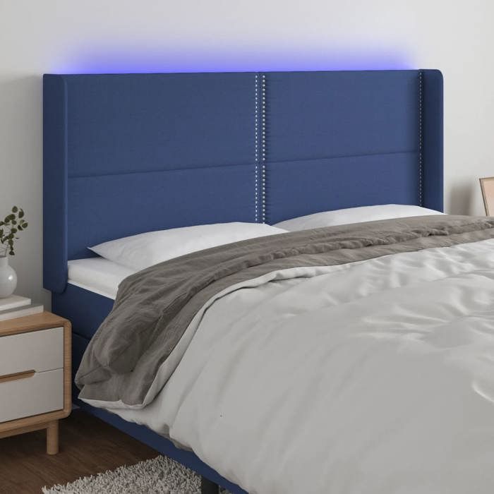VidaXL Tête de Lit à LED Meuble de Chambre à Coucher Accessoire de Lit Double Tête de Cadre de Lit Intérieur Bleu 3123928