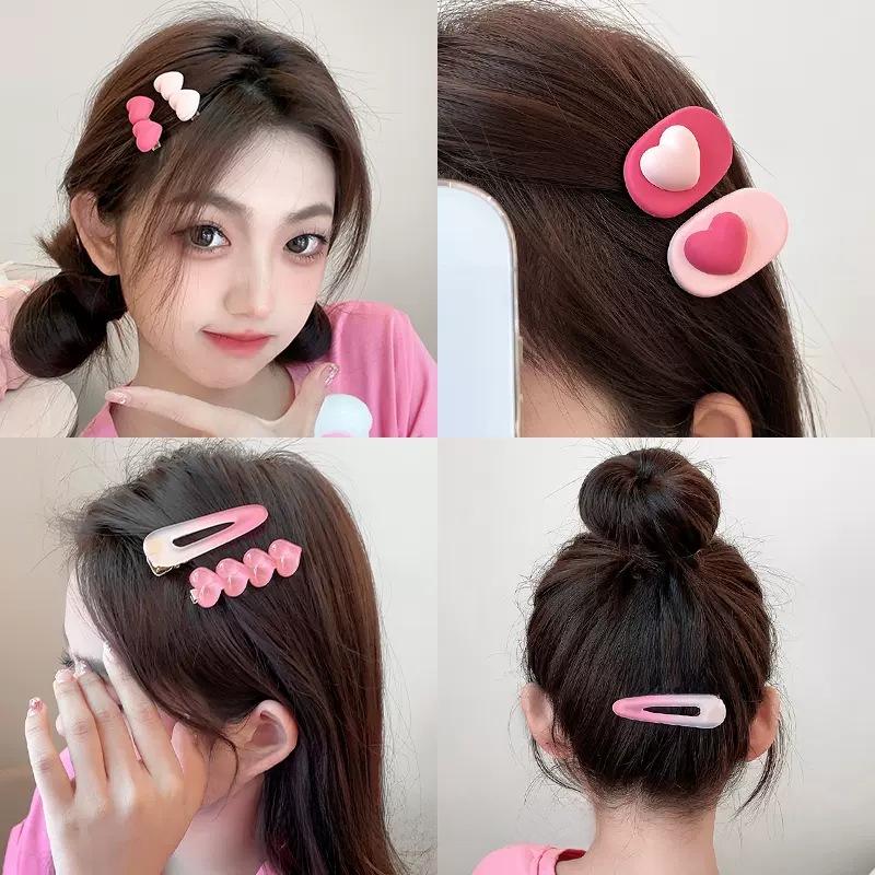2023 Pink Love Dopamine Hairpin for Women: Trendy Bangs Duckbill Clip
