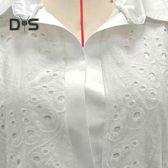 Women's Summer Eyelet Two Piece Outfit Long Sleeve Button Down Shirt with High Waist Shorts Casual Lounge Matching Suit