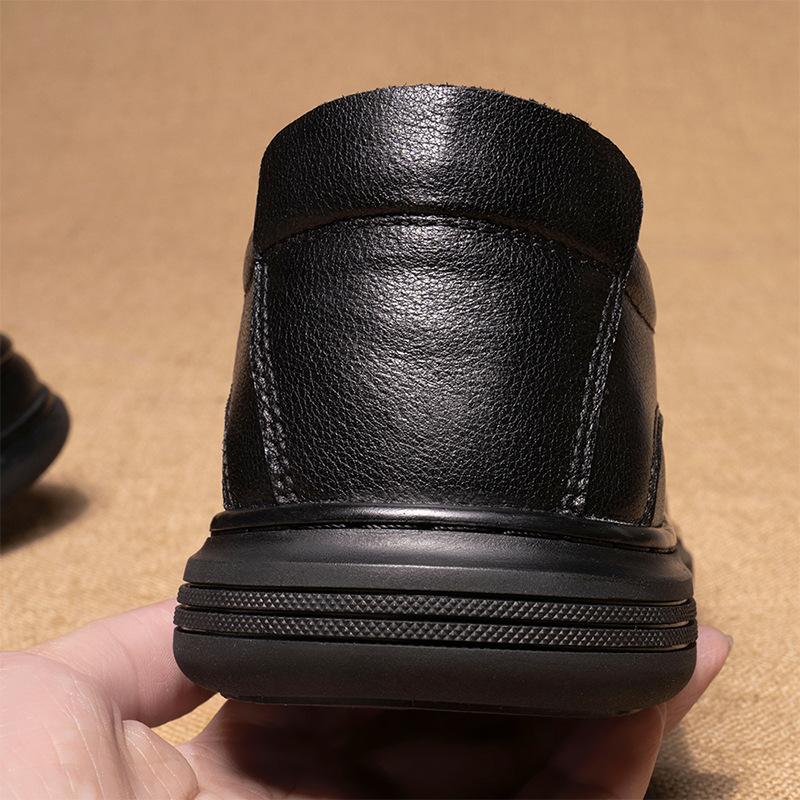 Autumn New Men's Shoes Genuine Leather Casual Men's Leather Shoes Fashionable Business Casual British Round Toe Black Leather Shoes