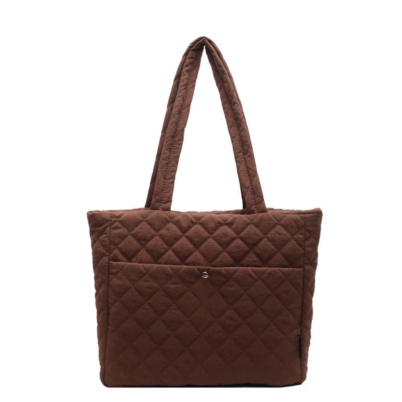 Large Diamond Lattice Cotton Padded Women's Tote – Autumn/Winter Casual Fashion Handbag
